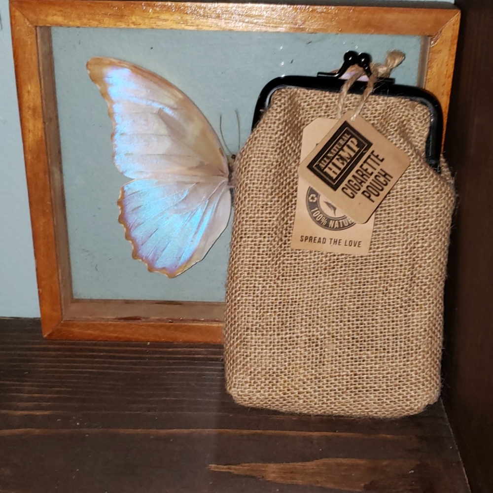 Hemp Butterfly Be Happy Cigarette Pouch Case Case - Picture 3 of 11